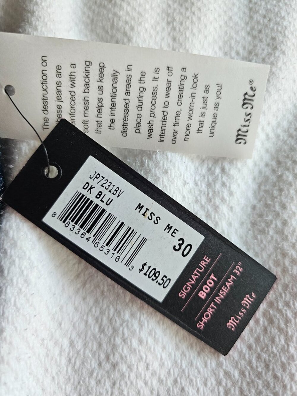 Miss Me Jeans DK BLUE 30/ Short Inseam 32 Model #JP7231BV - Picture 8 of 13